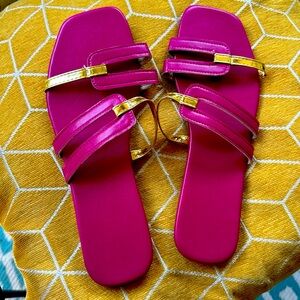 Brand new never been worn pink and gold Sandler size 10 with box